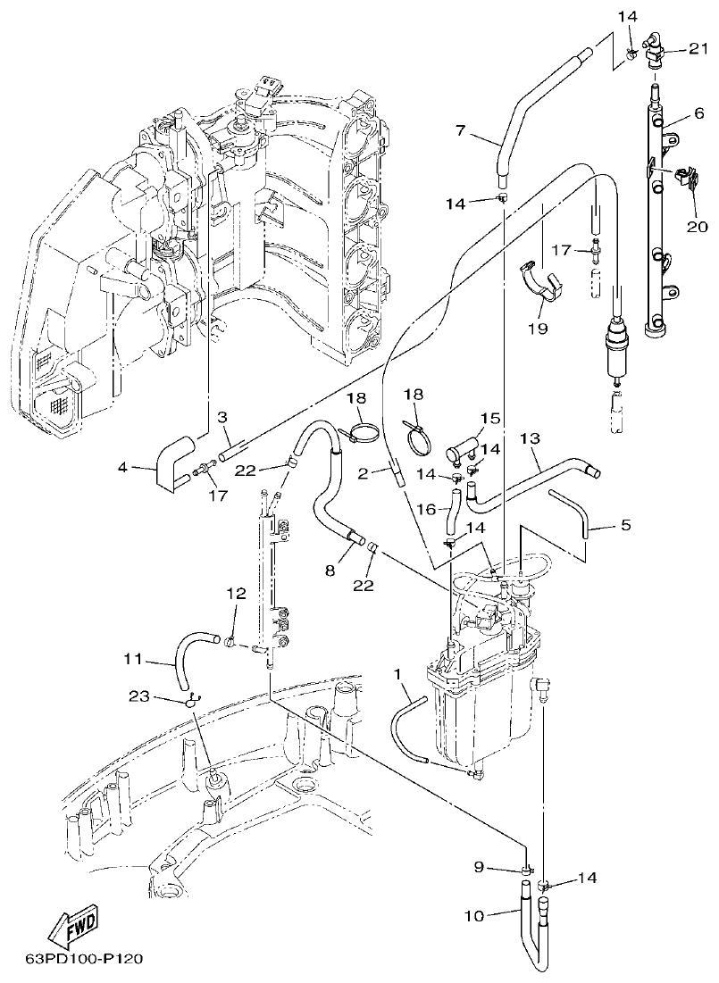 Yamaha F150FET, FL150FET FUEL INJECTION PUMP 2 parts diagram